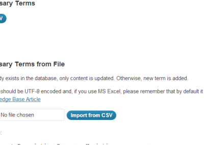 Import, export and backup glossaries as .csv files